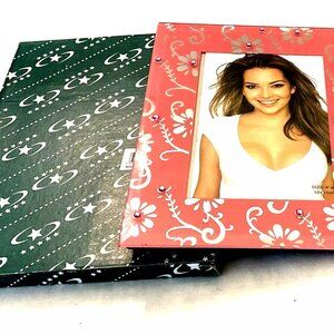 Glass picture frame with Acrylic stones accent PINK border fits a 4 x 6 photo